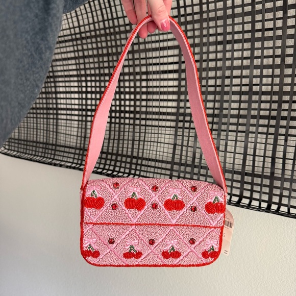 Anthropologie Handbags - Anthropologie the Fiona beaded bag cherry